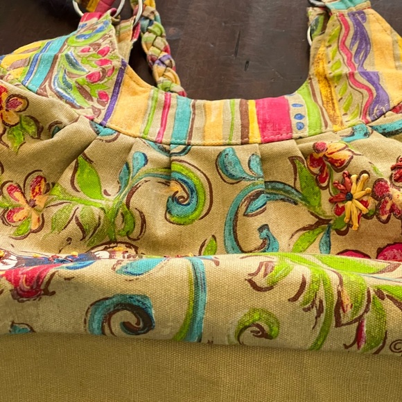 Colorful Embroidered Tote Bag Kate McRostie Garden Tote Pool Beach Shopping - Picture 9 of 11